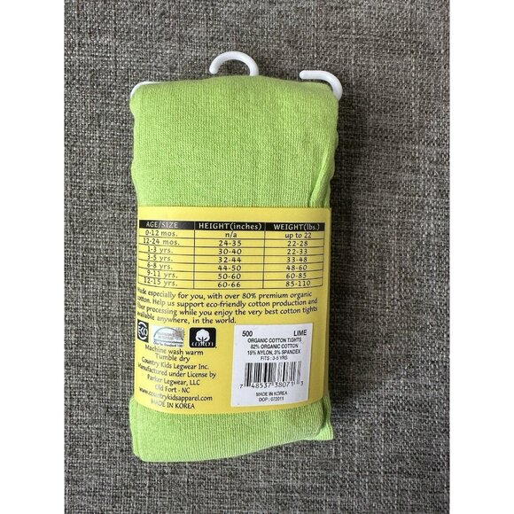 Country Kids Organic Pima Cotton Tights Toddler Size 3-5 Yrs Green Brown 2 Pk - Picture 5 of 5